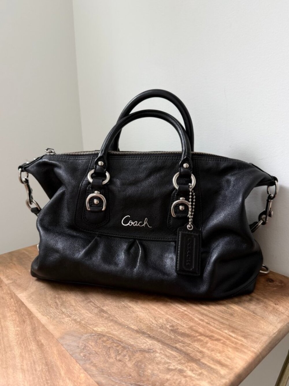 COACH Vintage Ashley Slouchy Gathered Leather Flap Tote Shoulder Bag